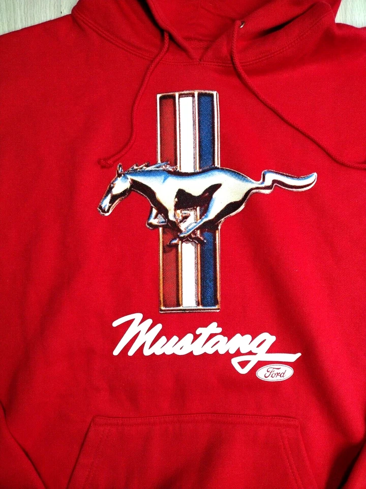 TNT Vintage Ford Mustang Hoodie Racing Pullover Y2K Sweatshirt, Adult XL, Red - Image 2 of 4
