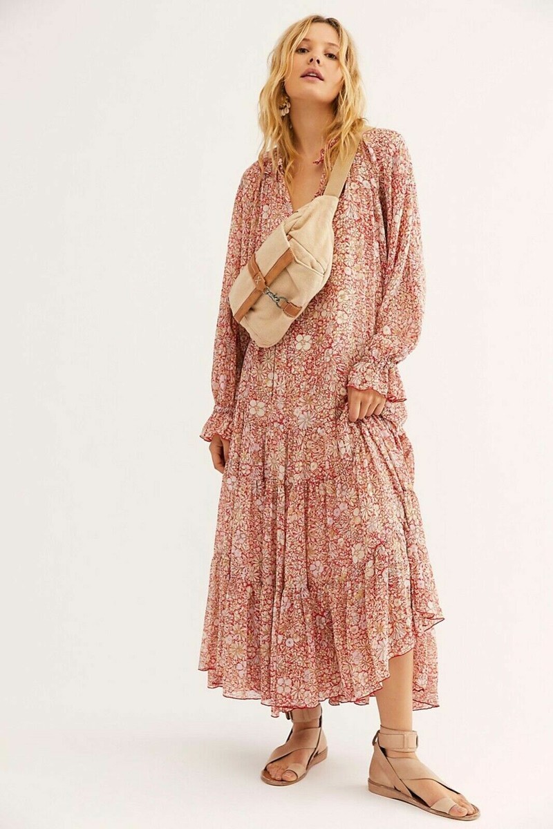 flowy dress free people Free People NWT Size Small Flowy Floral Boho Maxi Dress New