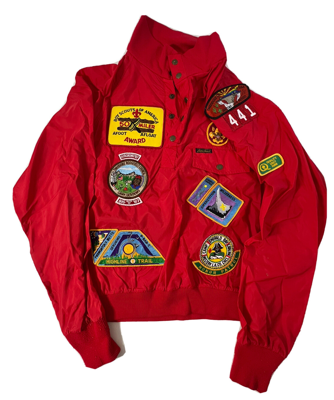 Vintage 80’s Eddie Bauer Boy Scout Red Jacket with 40+ Patches eBay