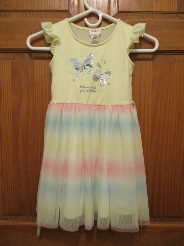 Girls Dress by Pinky Size 6 With Sequins Butterflies