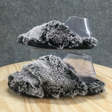Stars Above Slippers Womens 9/10 Slide Gray Faux Fur Slip On Open Toe Flats NEW