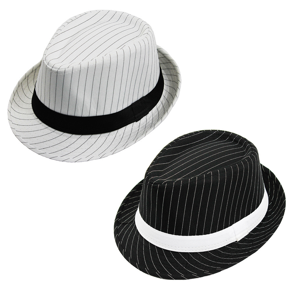 ADULTS GANGSTER HAT PINSTRIPE TRILBY 1920 ITALIAN MOBSTER FEDORA