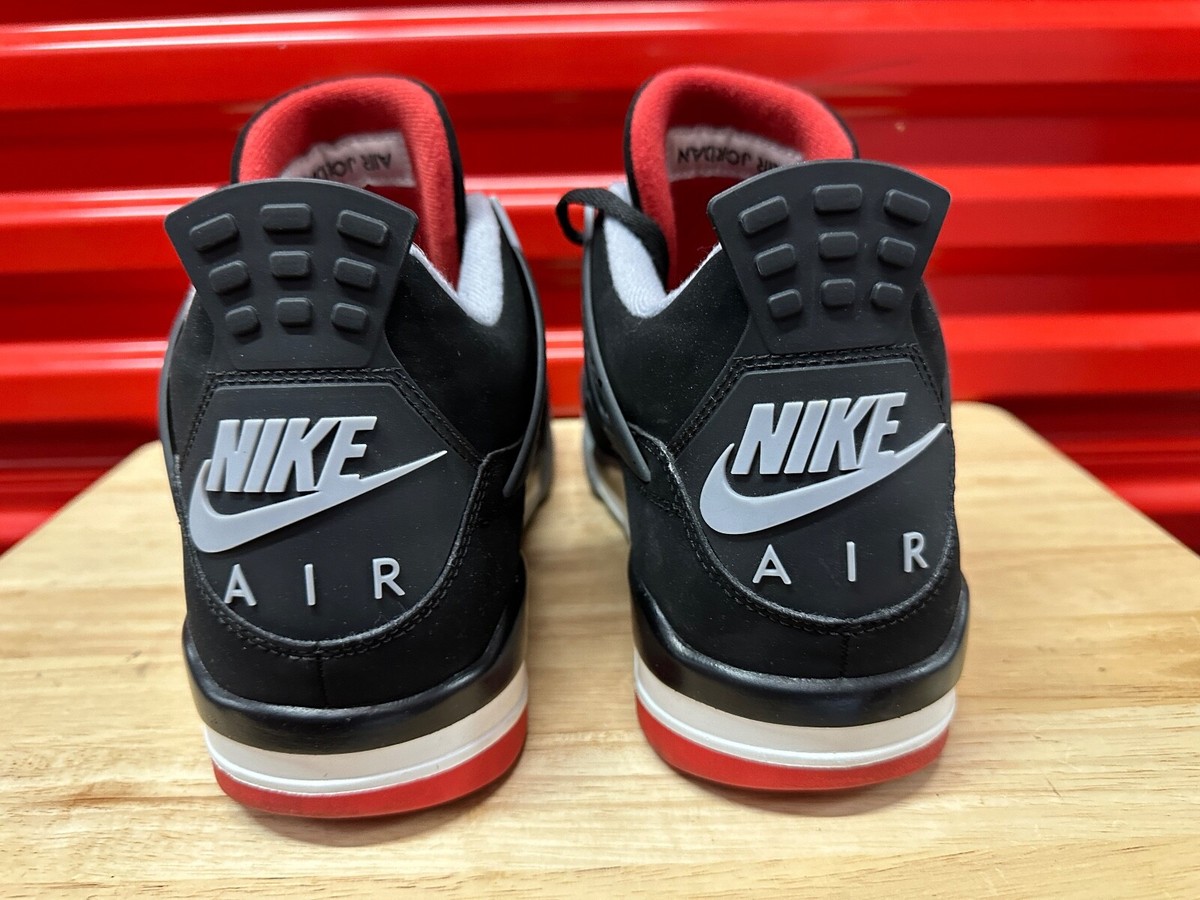 2019 Nike Air Jordan 4 Retro OG Bred Black Red 308497-060 Men's Sz
