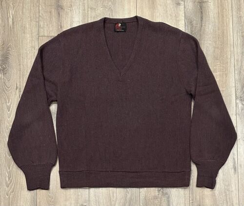 Vintage ARNOLD PALMER By Robert Bruce Men’s V-Neck Golf Sweater Large Maroon USA - Afbeelding 1 van 7