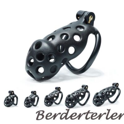 Resin NEW Male Chastity Small Cage Device Men Lock Belt 4 Rings Restrain Binding