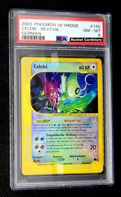 Pokemon Celebi Crystal secret Reverse-Holo DE 145/144 Skyridge PSA 8 NM- Mint