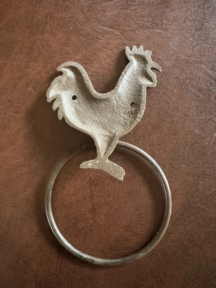 Toallero de gallo deco de hierro fundido para granja Foto 4 de 4
