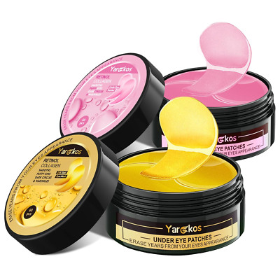 2er Set: 60 Pcs Feuchtigkeitsspendende Eye Pad Masken, Rosa+24K Gold, 30