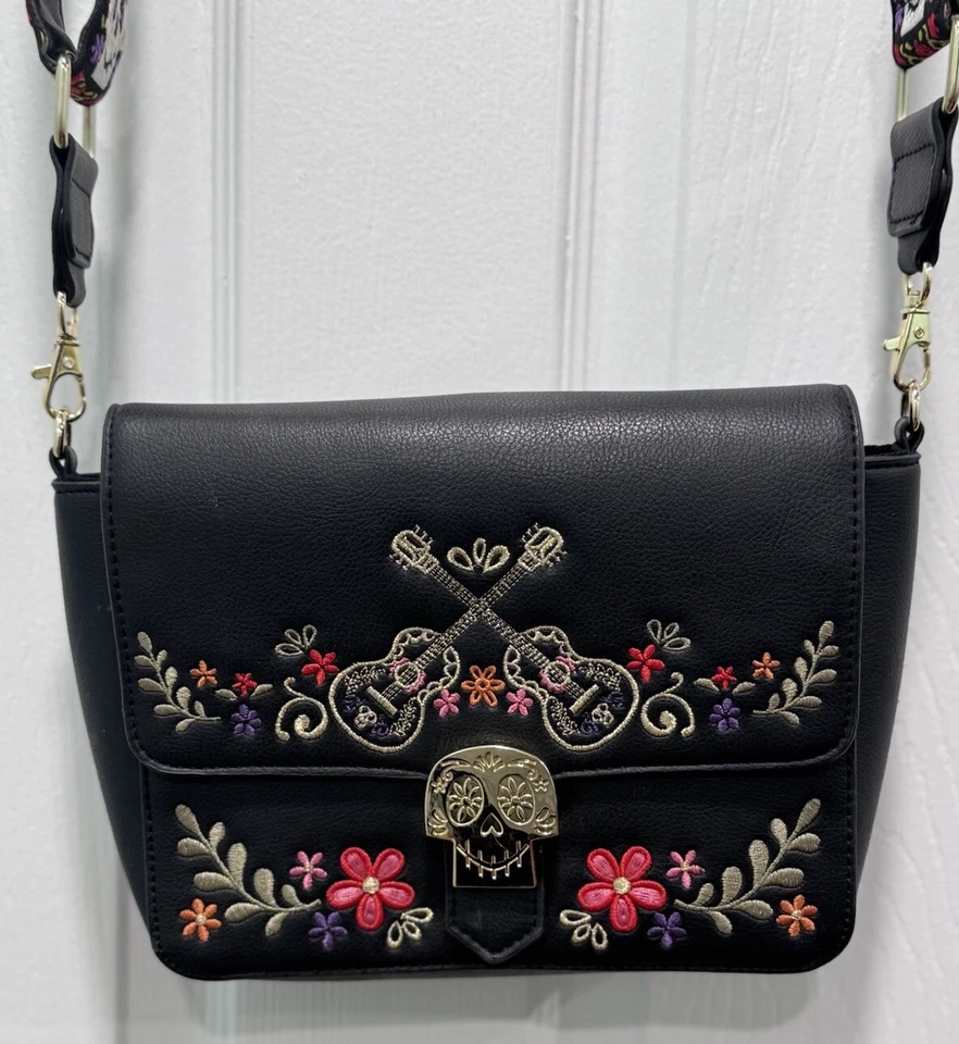 Disney Pixar Coco Skull Floral Embroidered Purse Handbag Crossbody Bag - Image 3 of 4