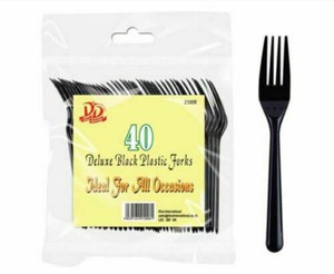 40pc Disposable Deluxe Strong Black Plastic Forks Party Bbq Cutlery Wedding New Ebay