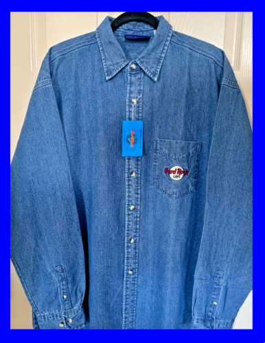 Hard Rock Cafe Indianapolis Indiana Blue Denim Shirt XL Extra Large NEW With Tag - Picture 1 of 17