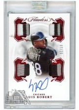 Luis Robert 2020 Panini Flawless Ruby Quad Rookie Patch Auto Card #QPS-LR 07/20