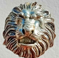Unusual Ancient MEDIEVAL SILVERED LION HEAD SYMBOL Ring Amazing 