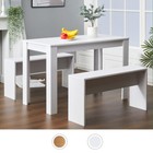 Office Dining Table and Chairs Set 2 Benches Save Space Home Kitchen Dining Room
