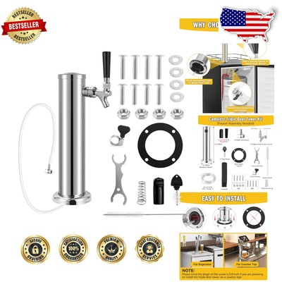 Premium Stainless Steel Draft Beer Tower with Self-Closing Faucet and Easy Setup