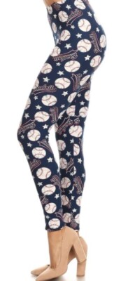 Major League Baseball Leggings With Stars and Baseballs Navy Blue