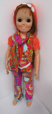 Groovy  18'' NO Doll Ideal Crissy PInk Orange Headband Shirt Pants Vest Scarf