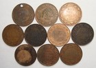 Lot Of 10 Canada Large Cents George V One Cent Pennies Coins All Different Dates