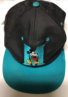 Mickey Mouse Vintage Hat Black Turquoise Mickey Mouse Hat Cap Adult Unisex Adjustable Green Disney  main image 3