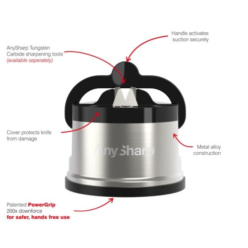 AnySharp Global World's Best Knife Suction Sharpener, Pro Metal GENUINE - Picture 6 of 13