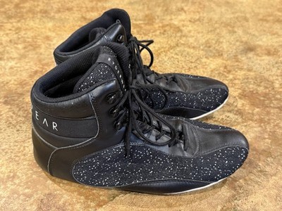 RYDERWEAR Men's High Top Lace Up Athletic Gym Sneakers Black White Speckled