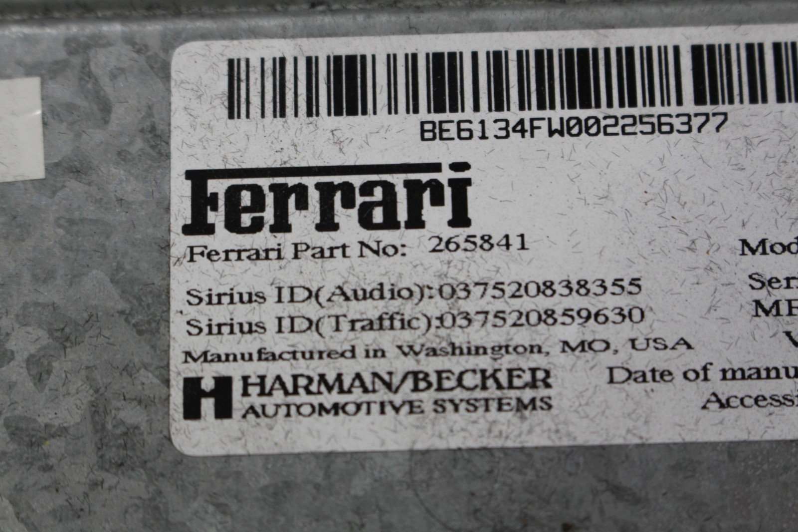 Ferrari 458 Italia, Spider, Disk Drive, Used, P/N 265841