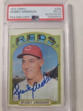 Sparky Anderson 1972 Topps PSA/DNA Certified Auto #358 Cincinnati Reds