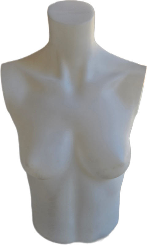 Female Torso Mannequin Form Display, used/dirty , heavy duty unbreakable plastic