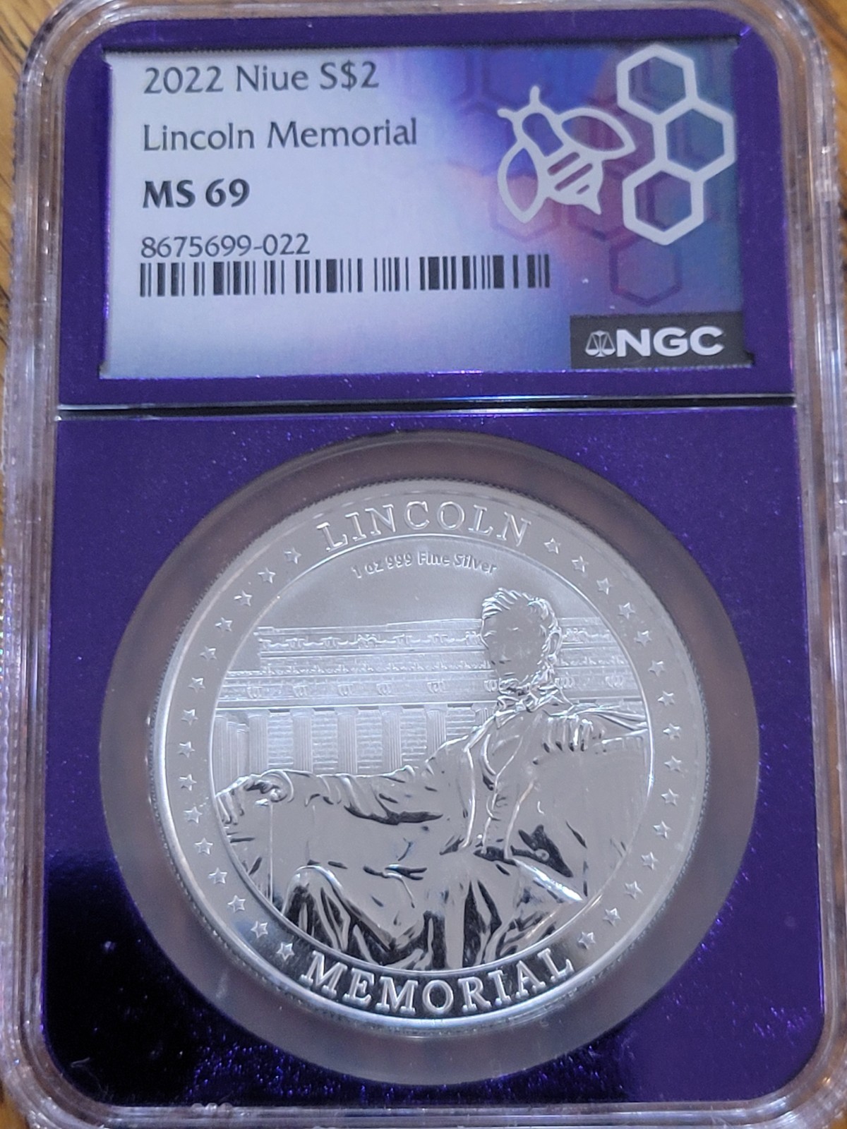 2022 NIUE S$2 Lincoln Memorial Purple Trader Bea Core NGC MS69 1 oz ...