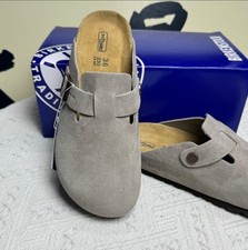 Birkenstock Boston Soft Footbed Suede Leather Gray Women and Men EU 37-45