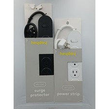 Heyday 3ft Surge Protector 6 Outlet Black  Power Strip 5 Outlet White Bundle