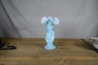 Fenton Hand Vase Blue Glass Ruffled Rim Daisies Forget-Me-Not Handpainted USA