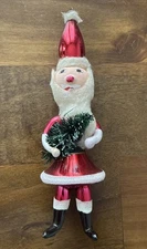 RARE Vintage Italian Soffieria De Carlini  Blown Glass Christmas Ornament Santa