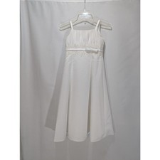 David's Bridal White Satin A Line Flower Girl Dress Size 5 V1248 NWT