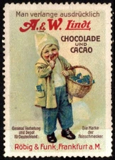 1913 Germany Poster Stamp Specifically Ask For A. & W. Lindt Chocolate And Cocoa