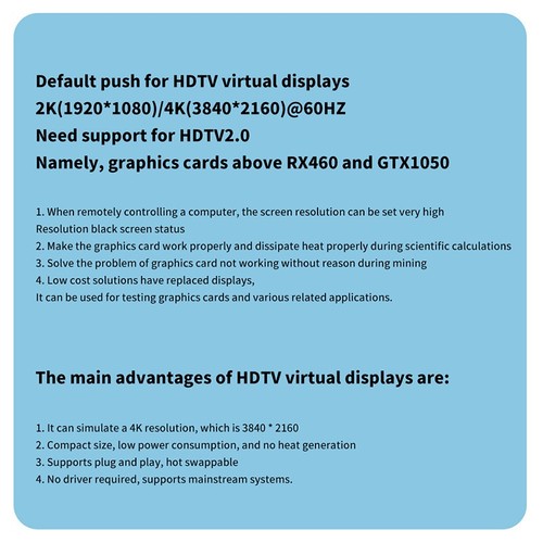 4K 60Hz PC Graphic Card Cheater Virtual Display For Laptop Desktop GPU _tm - Afbeelding 9 van 12