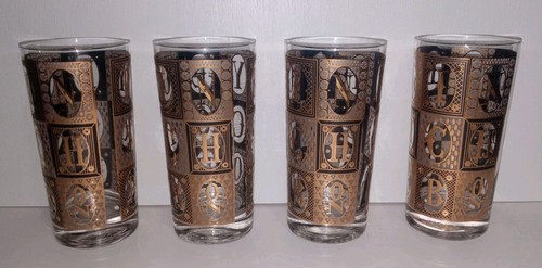4 RARE Vintage GEORGE BRIARD Rye-Gin/Scotch/Bourbon, Black & Gold SIGNED Glasses - Picture 3 of 14