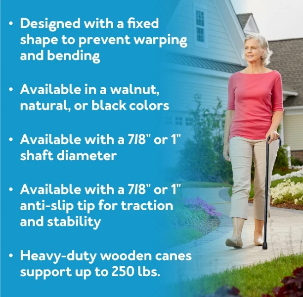 Carex Wooden Walking Cane, Round Handle Wood Cane with Natural Ash Finish and Ru - Image 3 of 4