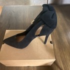 Fashare Women’s Black Faux Suede Pointed Toe Pump Bow Ankle Strap Buckle 5 — photo 2