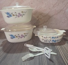 Vtg Chilton Plastic Toy Corning Ware Country Cornflower Play Casserole 7pc Set