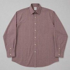 Brooks Brothers Dress Shirt Mens 16-33 Burgundy Regent Non-Iron Supima Cotton