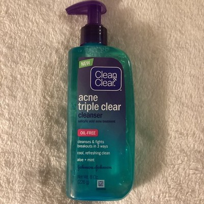 Clean & Clear Acne Triple Clear Cleanser 8 oz Salicylic Acid Acne Treatment