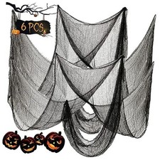 6 Pcs Halloween Decorations Creepy Cloth Indoor 30 x 72 inch 6pcs Black