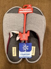 Dearfoams Mens Gray Slide Slippers Large 11-12 Gel Memory Foam DF Adapt NWT