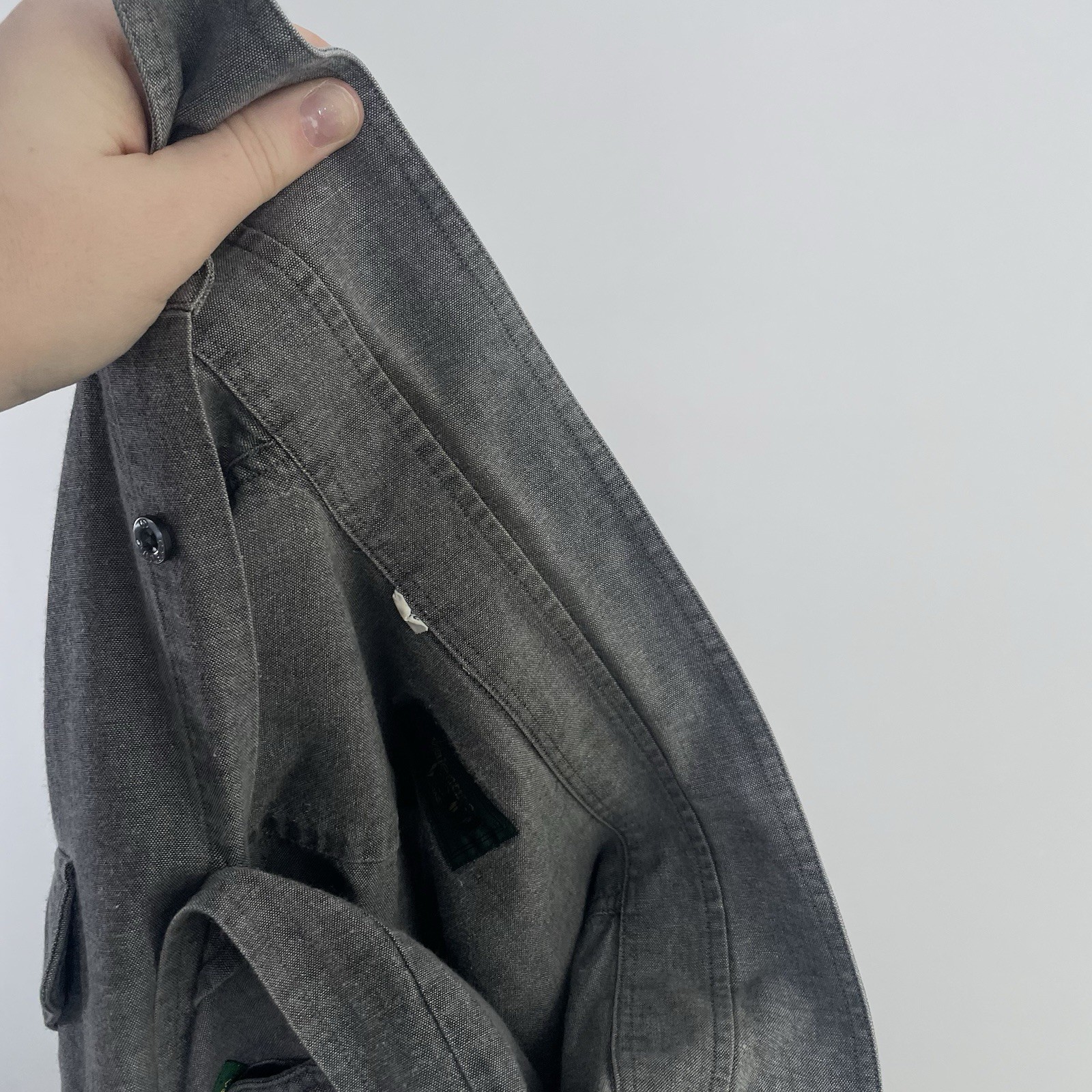 Vintage Valentino Jeans Shirt Sz 42 Grey Chambray Denim 80s 90s Button Up Logo thumbnail 15