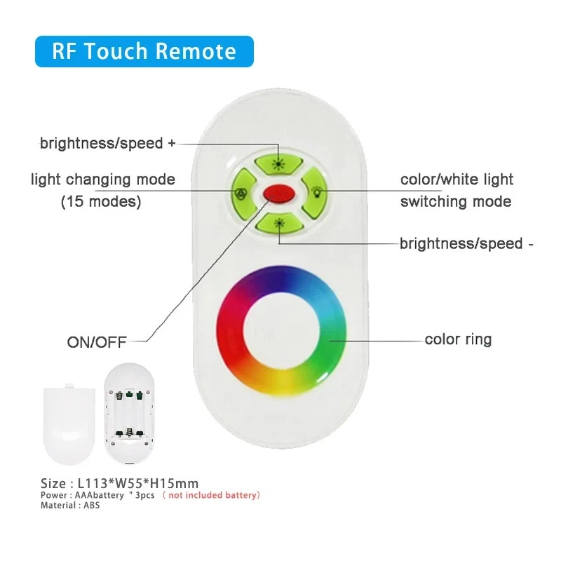 18A RGB Controller DC12V-24V Wireless RF Touch Panel Dimmer 5Keys Remote Control - Image 2 of 4