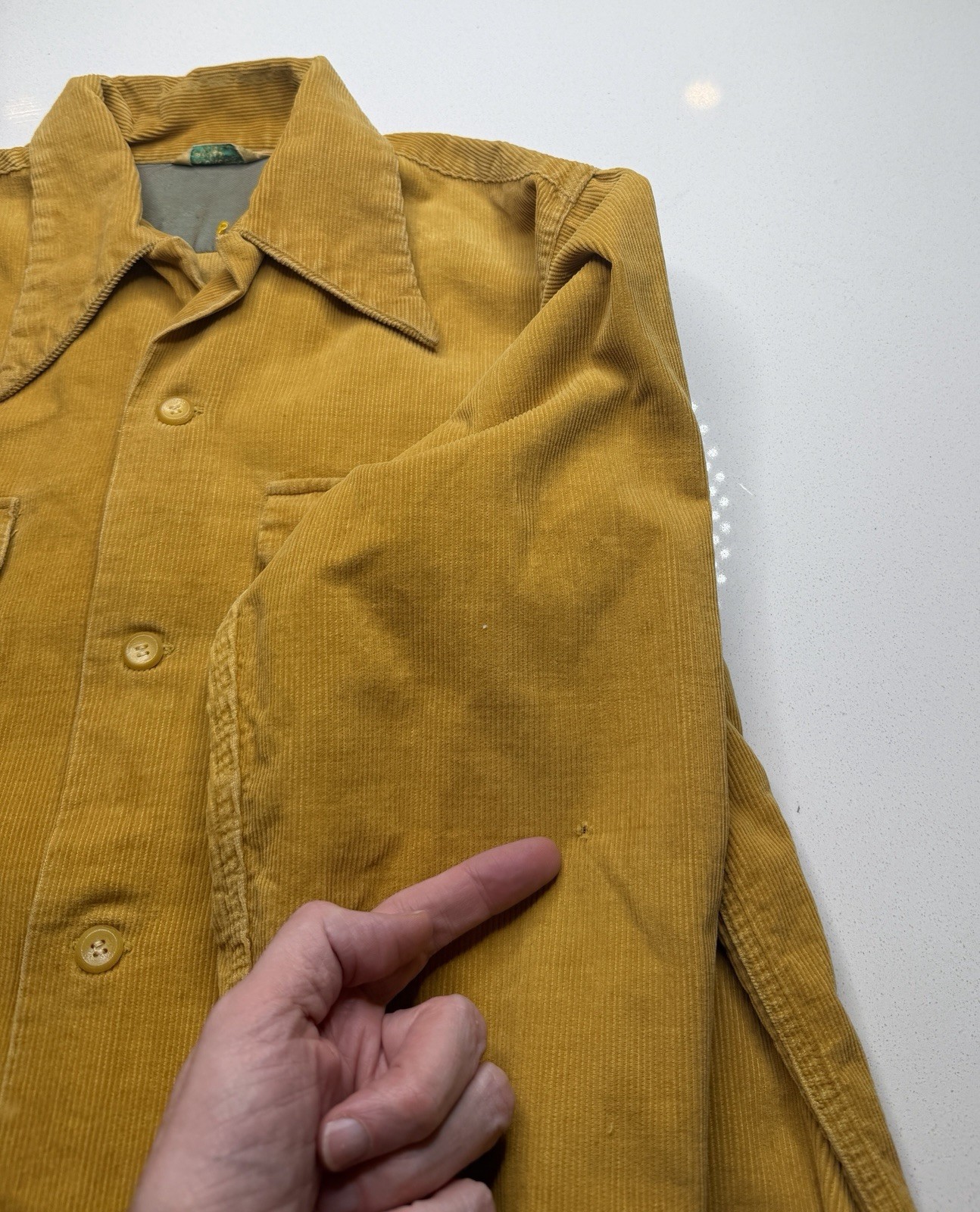 Vintage Deer Creek Gold Corduroy Loop Collar Shirt Men’s Size M L 40s 50s 60s