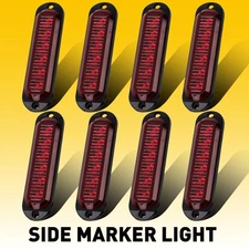 8PCS Red 6-LED Side Marker Clearance Light Lamp Truck Trailer Turn Signal Light