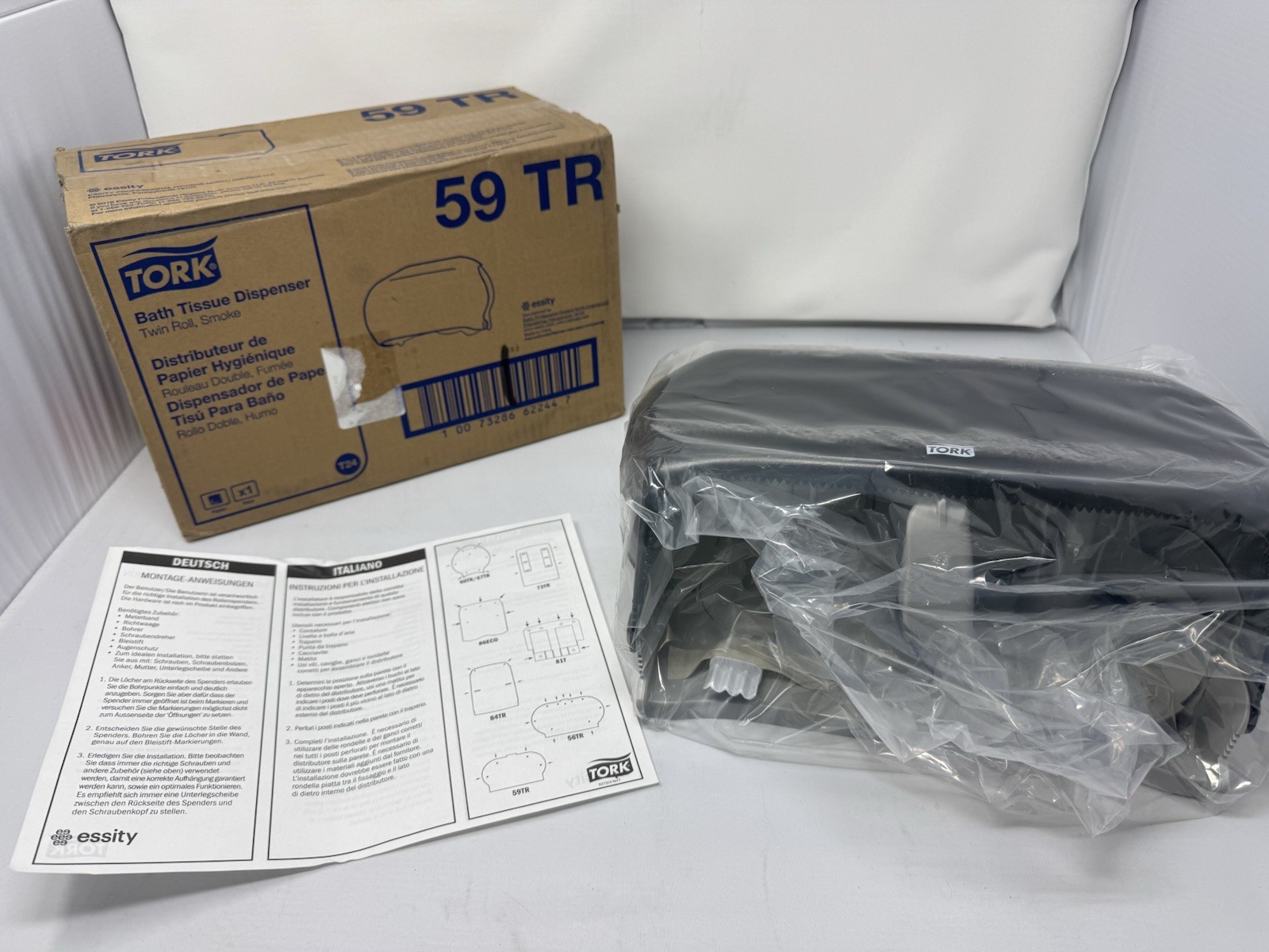TORK 59TR Twin Standard Roll Bath Tissue Dispenser 12.75 x 5.57 x 8.25 Smoke NEW