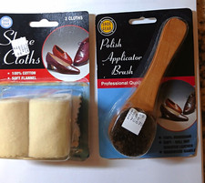 Shoe Gear Shoe Polish Applicator Brush w/ 2 Cotton Flannel Shoe Shine Cloths